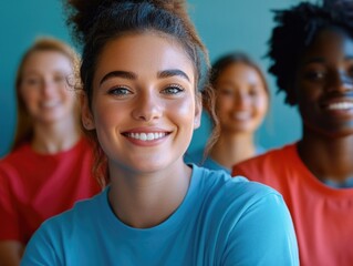 Proud Athletes Posing for Team Photo