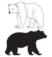 silhouette of bear vector illustration. polar bear vector