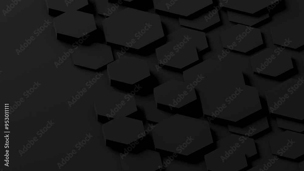 Poster abstract geometric background shapes black hexagon in relief, both high and low used to add differen