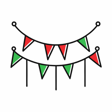 recommend clip art: Vector line art Christmas Pennant Flags illustration