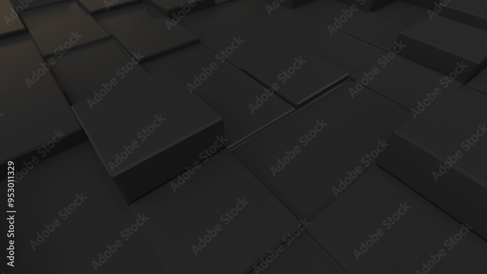 Wall mural black square pattern background,science and technology concept,3d rendering