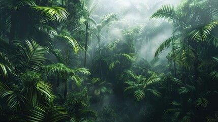 Obraz premium Rainforest with mist wallpaper