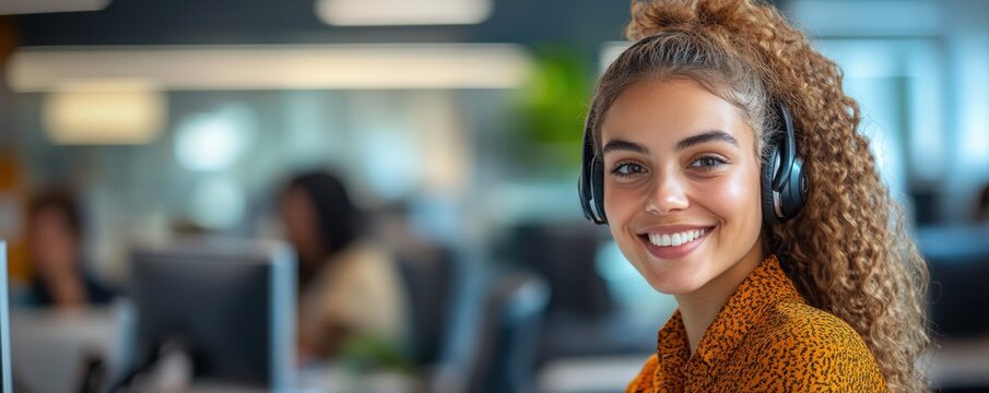 Friendly Support Agent Assisting Young Professional in Inclusive Office Environment with Diverse Team Members in Background