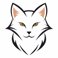 Cat head icon vector line art illustration
