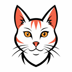Cat head icon vector line art illustration
