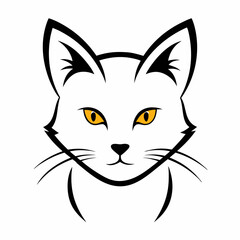 Obraz premium Cat head icon vector line art illustration 