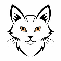 Cat head icon vector line art illustration
