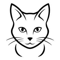 Cat head icon vector line art illustration
