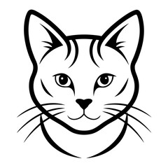Cat head icon vector line art illustration

