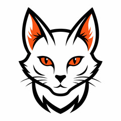 Cat head icon vector line art illustration
