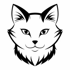 Cat head icon vector line art illustration
