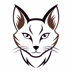 Cat head icon vector line art illustration
