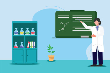 Scientist concept. Colored flat vector illustration isolated.