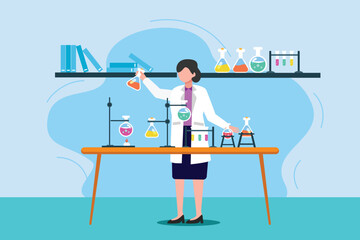 Scientist concept. Colored flat vector illustration isolated.