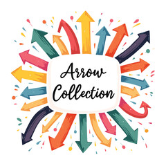Fototapeta premium Colorful arrows pointing towards a blank rectangular center on a white background.