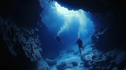 Underwater cave explore wallpaper
