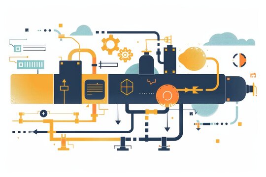 Illustrate the data flow process of Apache Flume: a source component capturing data from a log file, depicted as a log file icon feeding into a pipeline
