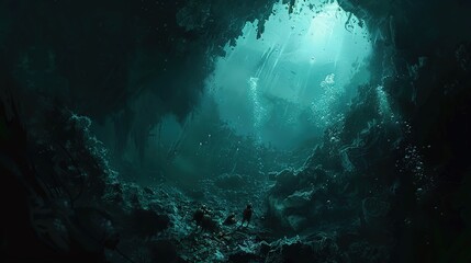 Underwater cave explore wallpaper