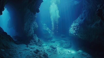 Obraz premium Underwater cave explore wallpaper