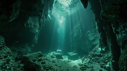 Obraz premium underwater cave explore wallpaper