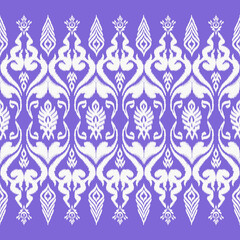 Ikat seamless pattern, geometric design, motif ethnic handmade, Ikat ethnic tribal, boho colors seamless wallpaper. Ethnic Ikat abstract background art, greeting cards, printing products.