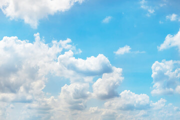 Blue sky and white clouds with sunlight,Blue sky and floating clouds
