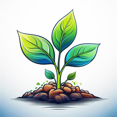 a logo with a carton illustration a new plant growing