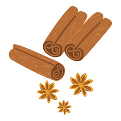 Star Anise And Cinnamon Sticks