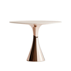 A Sleek, Modern Table with a White Top and a Rose Gold Base.