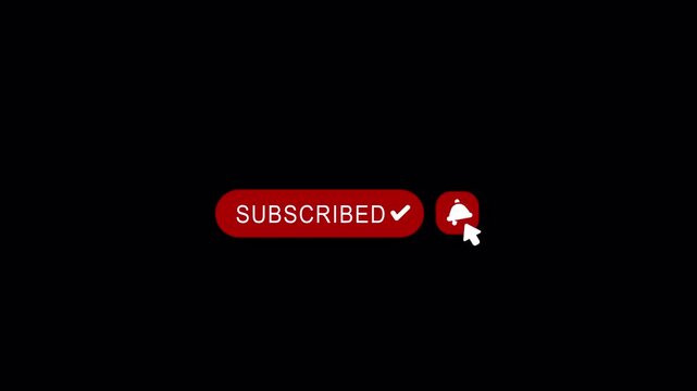 Modern Pop up animation subscribe , like and bell button with transparent screen in the middle. alpha channel only 4k.