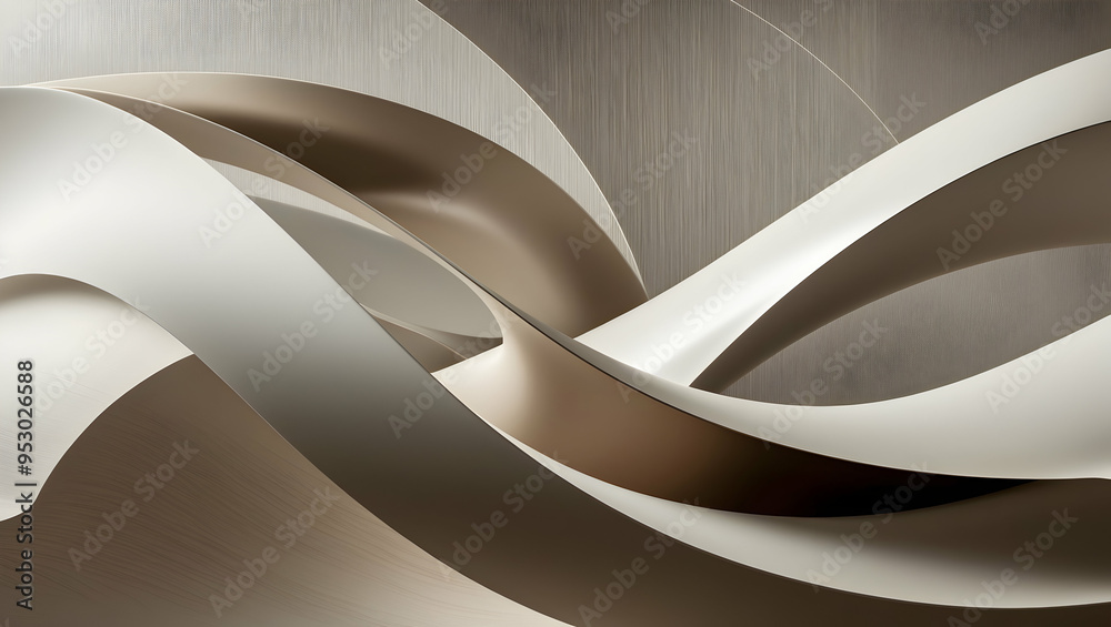 Poster abstract curves: a minimalist abstract image of interlocking circles and curves in a subtle palette 