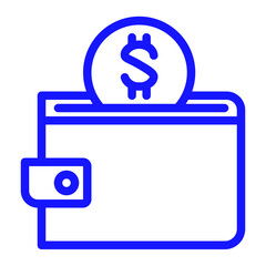 wallet and coin in colour icon