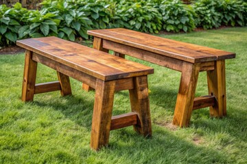 Amish farmhouse style rustic wooden benches with distressed finishes