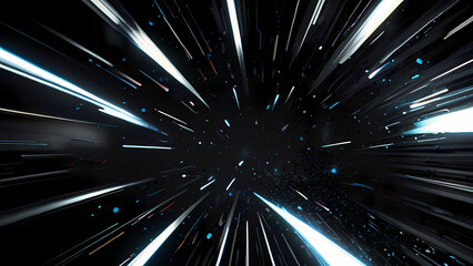 Illustrate an abstract background that represents the collision of ions in a high-energy environment