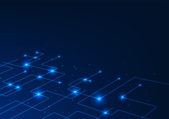 Abstract Background Technology. Interconnected Circuits. Data technology is transmitted to the network server that stores and processes system files. Vector illustration, poster, illustration.