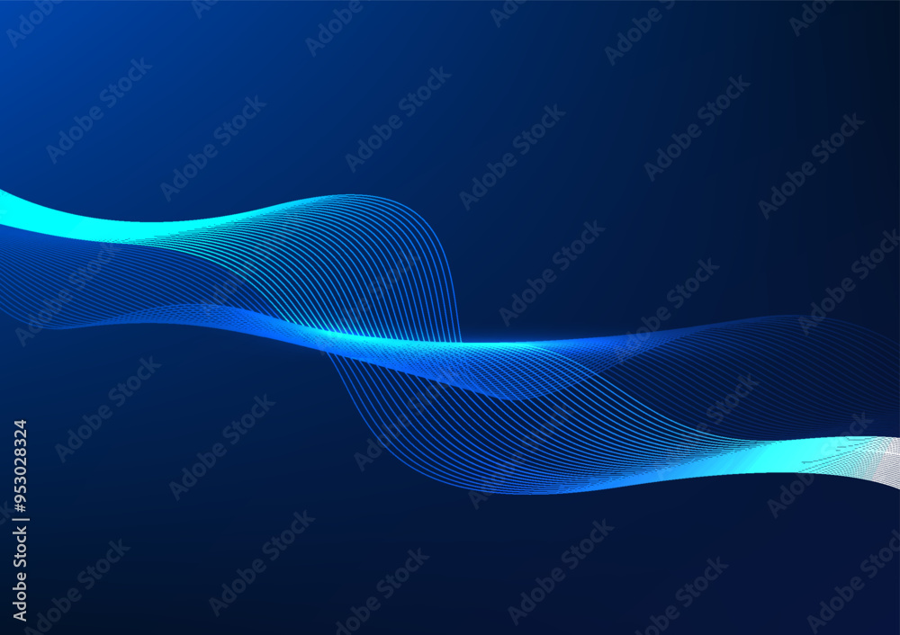 Poster abstract background technology. layered flowing particle waves. represents the overlapping of data b