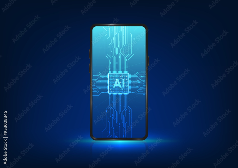 Poster artificial intelligence ai technology is used in smartphone systems to make the processing more resp