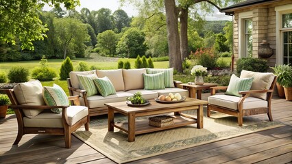 Better Homes and Gardens Camrose Farmhouse Patio Furniture for Rustic Chic Outdoor Seating with Weathered Wood Accents