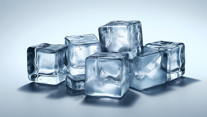 realistic illustration Bunch of cold Ice Cubes