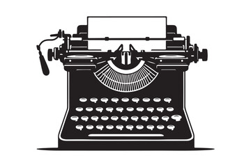 Old Typewriter illustration vintage minimalist clipart illustration.