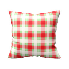 Cozy pillow with a vibrant red and green plaid pattern, perfect for adding a festive touch to any room decor.