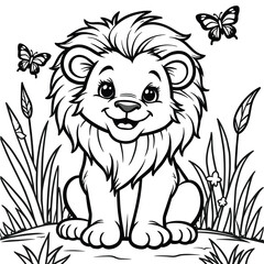 A Cheerful Baby Lion Coloring Book