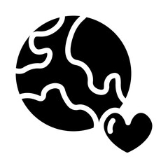 love earth in solid icon  - illustration, world, vector, environment, love, globe, earth, ecology, save, planet