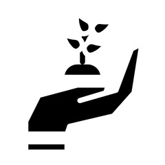 plant seeds in solid icon  -seed, plant, nature, green, gardening, spring, seedling, hand, grow, life