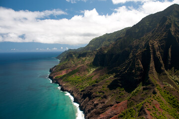 Na Pali Coast in Kauai Hawaii from the Air