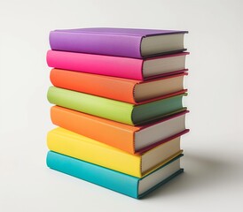 A stack of colorful books isolated on a white background  
