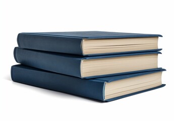 Fototapeta premium A stack of two books with dark blue covers isolated on white background 