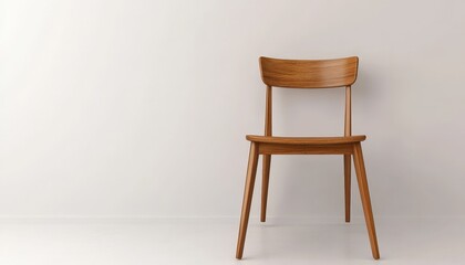 Wooden Chair in a Minimalist Room.