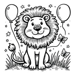 Lion in the park coloring book