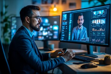 Focused Professional in Digital Workspace